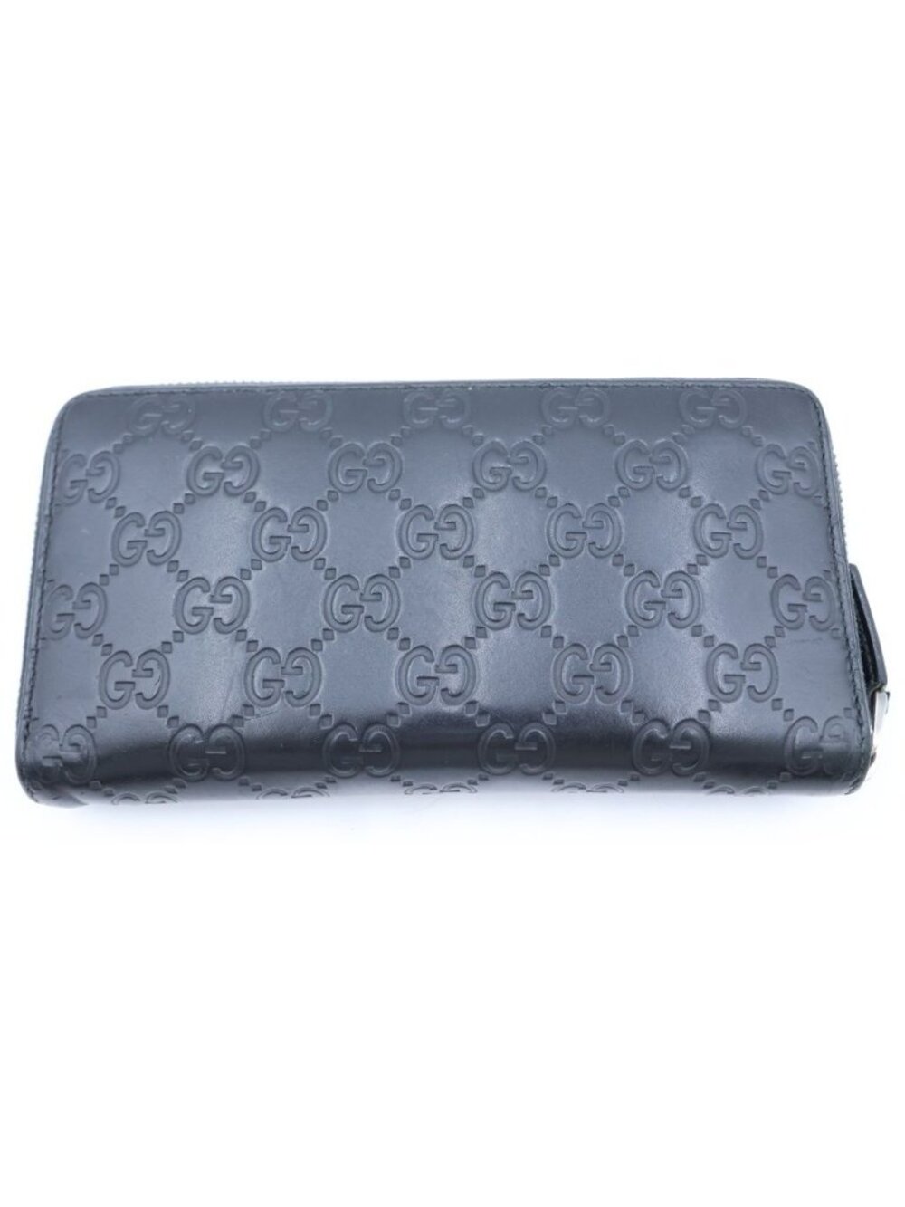 Gucci Guccissima GG All Over Print Leather Round Zip Wallet Black